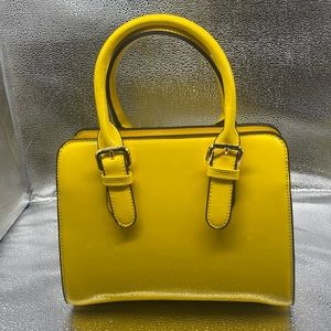 NWT HAUTE GROCERIES Patent Leather  Lemon Buckle Top Handle Tote